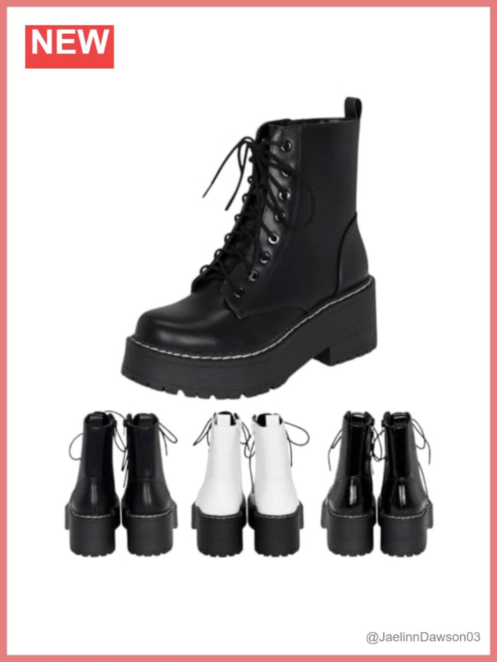 Chunky Lug Sole Combat Lace-Up Ankle Boots with Side Zipper